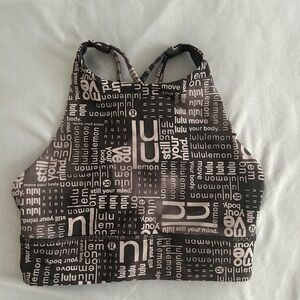 LULULEMON Logo ENERGY BRA HIGH NECK LONG LINE Padded BLACK Womens 6